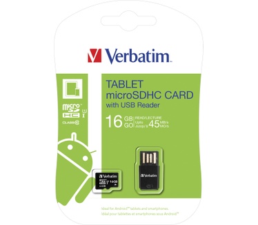 Verbatim Tablet U1 microSDHC-kaart met USB-lezer 16 GB