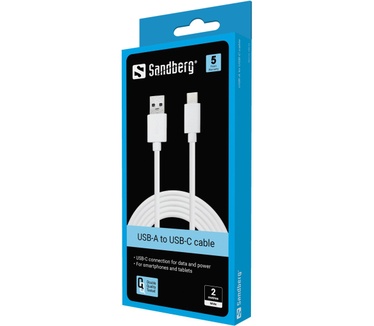 Sandberg USB-C 3.1>USB-A 3.0 2M Wit