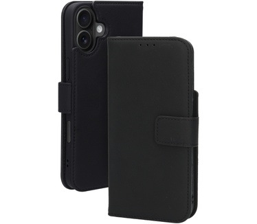 Mobiparts Leather Wallet Case Apple iPhone 16 Plus Black (MagSafe Compatible)