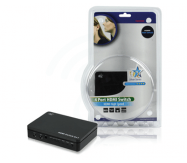 HQ Products 4-port HDMI switch Zwart