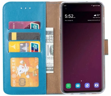 Luxe Lederen Bookcase hoesje voor de Samsung Galaxy S10 - Blauw (Galaxy S10) Blauw