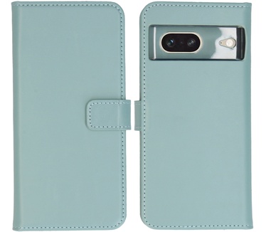 Selencia Echt Lederen Bookcase Google Pixel 7 - Air Blue