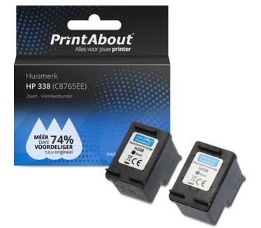 PrintAbout Huismerk HP 338 (CB331EE) Inktcartridge Zwart Voordeelbundel 2-pack