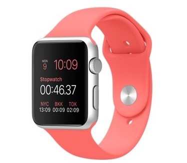 Apple Watch Sport 42mm Zilver - Roze sportbandje Zilver (Roze)