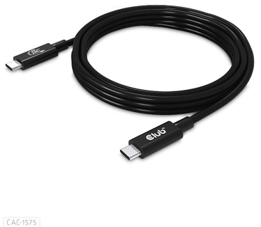 Club 3D USB4 Gen2x2 Type-C Bi-Directional Cable 4K60Hz, Data 20Gbps, PD 240W(48V/5A) EPR M/M 2m USB IF GECERTIFCIEERD