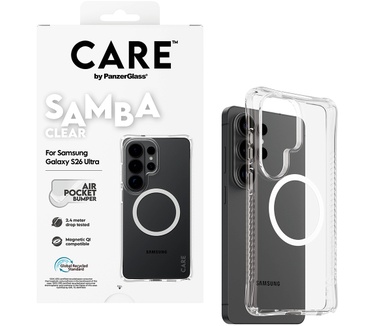 PanzerGlass CARE™ by PanzerGlass® Samba Case Transparent w. White Qi Samsung Galaxy S26 Ultra