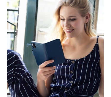 Selencia Echt Lederen Bookcase Samsung Galaxy A41 - Blauw