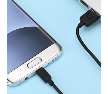 Usams U-Turn Standaard USB naar MicroUSB Kabel (100cm) - Zwart