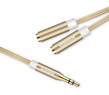 Baseus Audiokabel Splitter 3.5mm - Goud