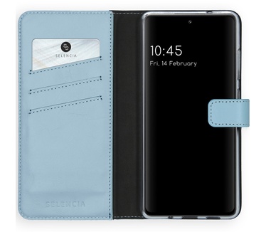 Selencia Echt Lederen Bookcase Samsung Galaxy S20 FE - Lichtblauw