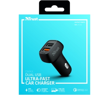 Trust Qmax 30W Ultra-Fast Dual USB Car Charger with QC3.0