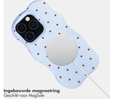 Selencia Vivid Wavy Backcover met MagSafe voor de Apple iPhone 16 Pro - Happy Dots Digital Sky