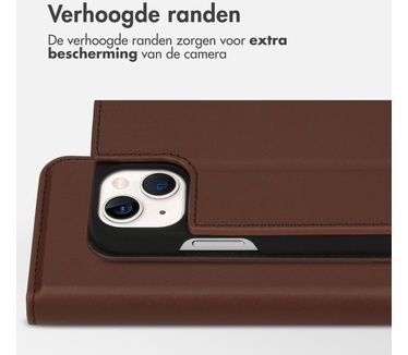 Accezz Premium Leather Slim Bookcase iPhone 13 Mini - Bruin