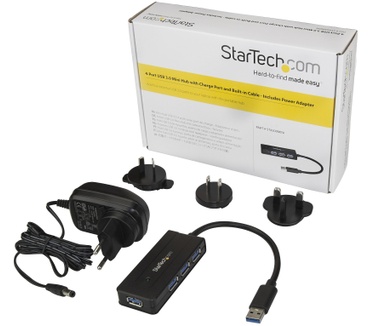 Startech.com 4 poorts USB 3.0 hub mini hub met oplaadpoort inclusief power adapter