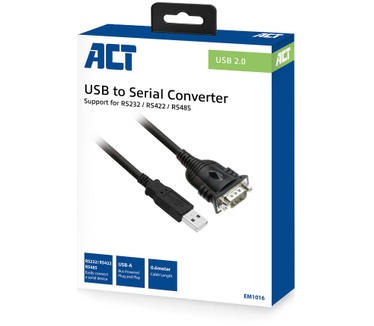 ACT EM1016 USB naar Serieel Converter Zwart