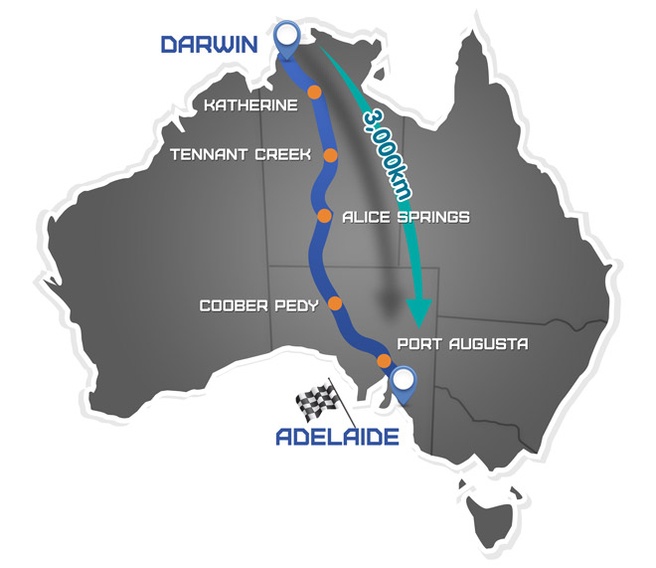 World Solar Challenge kaart