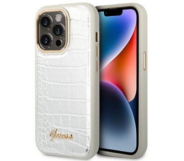 Guess Crocodile Back Case Apple iPhone 14 Pro Max (6.7") - Zilver Zilver