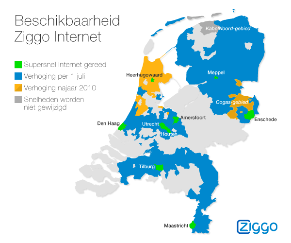 Ziggo snelheidsverhogingen
