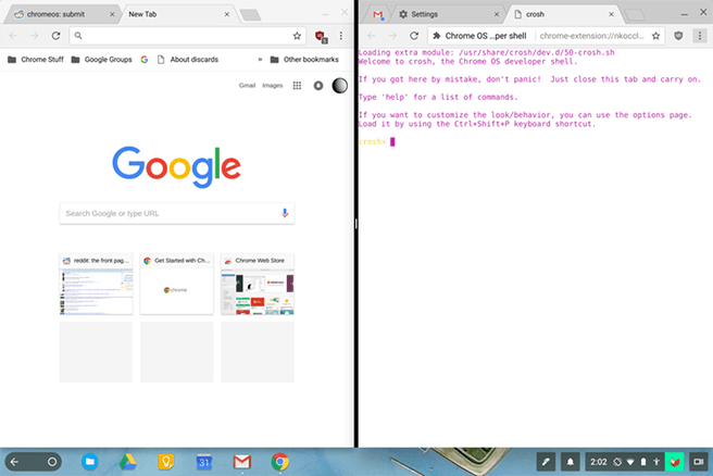Chrome OS splitscreen