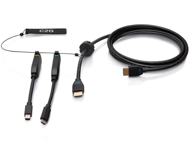 CablesToGo 3m (10ft) 4K HDMI® premium kabel en dongle-adapterring met kleurgecodeerde Mini DisplayPort™ en USB-C®