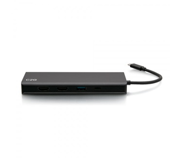 CablesToGo USB-C® 9-in-1 Dual Display Docking Station met HDMI®, Ethernet, USB, 3,5 mm audio- en stroomtoevoer tot 60W - 4K 30Hz (TAA-conform)