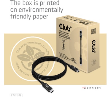 Club 3D USB4 Gen3x2 Type-C Bi-Directional Cable, 1M Zwart
