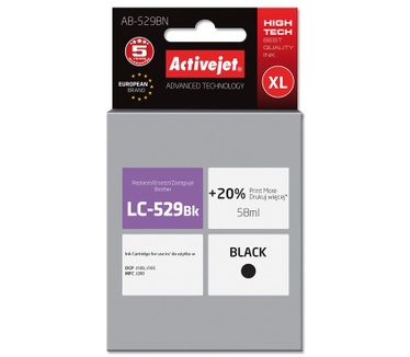 Activejet Activejet AB-529BN inkt (vervangt Brother LC529BK; Supreme; 58 ml; zwart)