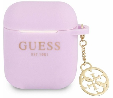 Guess Charms Silicone Case voor Apple Airpods 1 & 2 - Paars Paars