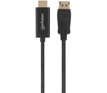 Manhattan DisplayPort to HDMI Cable, 4K, 1.8m, Male to Male, 4K@60Hz (3840 x 2160 at 60Hz), Black