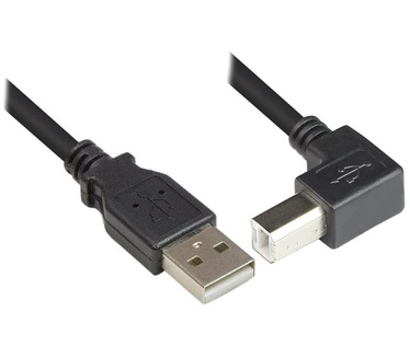 Techly USB 2.0 Cable A Male / B Male Angled 2m ICOC U-AB-20-ANG Zwart