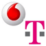Logo's T-Mobile en Vodafone