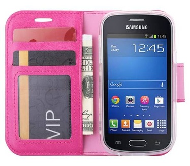 Luxe Lederen Bookcase hoesje voor de Samsung Galaxy Trend Lite - Roze (Samsung Galaxy Trend Lite) Roze