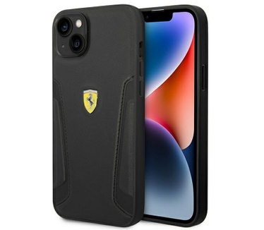Ferrari Leather Stamp Sides Back Case iPhone 14 Plus (6.7") Zwart Zwart