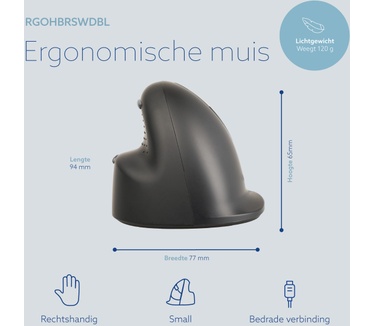 R-Go Tools Ergonomische muis R-Go HE Break met pauzesoftware, small (handlengte ˂165 mm), rechtshandig, bedraad, zwart