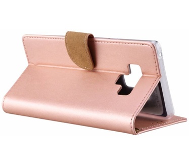 Luxe Lederen Bookcase hoesje voor de Samsung Galaxy Note 9 - Metallic Roze (Samsung Galaxy Note 9) Rosé Goud