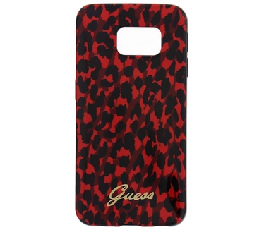 Guess Originele Animalier Leopard Hard TPU Back Cover Hoesje voor de Samsung Galaxy S6 Edge - Rood (S6 Edge) Rood