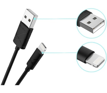 Usams U-Gee Standaard USB naar Lightning Kabel (100cm) - Zwart