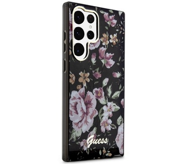 Guess Flower Back Case Samsung Galaxy S23 Ultra (S918) - Zwart Zwart