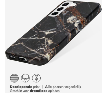 Selencia Aurora Fashion Backcover Samsung Galaxy S22 - Duurzaam hoesje - 100% gerecycled - Zwart Marmer