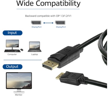 ACT AK4073 DisplayPort 1.4 cable 8K, 2m Zwart