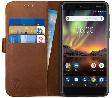 Rosso Deluxe Nokia 6 (2018) Hoesje Echt Leer Book Case Bruin (6 (2018)) Bruin