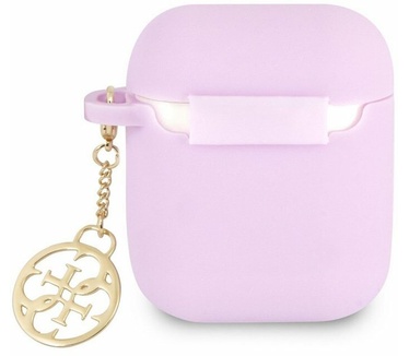 Guess Charms Silicone Case voor Apple Airpods 1 & 2 - Paars Paars