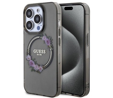Guess Glossy Ring Back Case - Apple iPhone 13 Pro (6.1") - Zwart Zwart