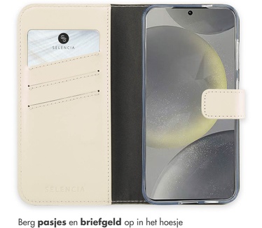 Selencia Echt Lederen Bookcase Samsung Galaxy S24 - Greige