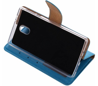 Luxe Lederen Bookcase hoesje voor de Nokia 3 - Blauw (Nokia 3) Blauw