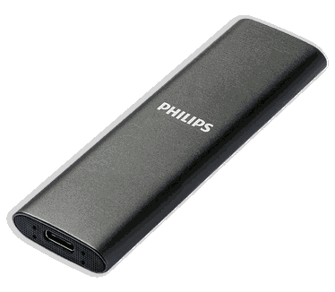 Philips Draagbare externe 2TB SSD - Ultra Slim SATA Ultra Speed ​​USB-C - USB, leessnelheid tot 550 MB/s, schrijfsnelheid tot 550 MB/s, aluminium 2TB Aluminium