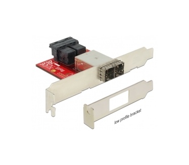 Delock Adapter 2 x Mini SAS HD SFF-8643 female > 2 x Mini SAS HD SFF-8644 female Low Profile Form Factor