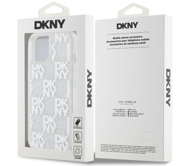 DKNY DKNY Liquid Glitter Checkered Back Case - iPhone 15 (6.1") - Wit Wit