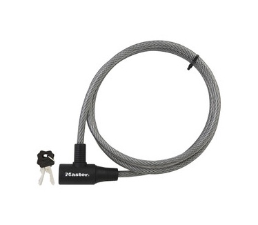Master Lock Kabelslot van 1,8 m met een diameter van 10 mm, met sleutels; zwart