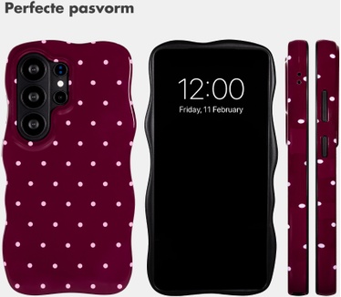 Selencia Vivid Wavy Backcover met MagSafe voor de Samsung Galaxy S26 Ultra - Happy Dots Burgundy